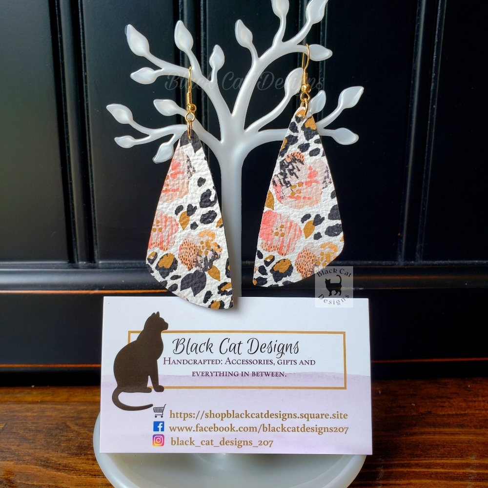 Leapord poppy leather earrings - Picture 2 of 2